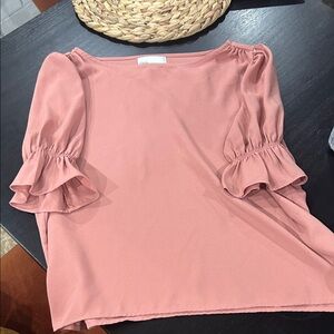 Elegant Pink Ruffle Sleeve Top